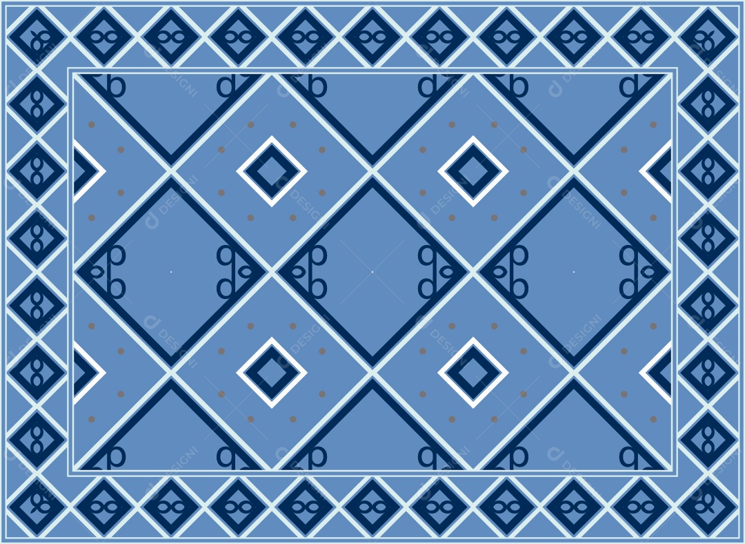 Padrão Tribal Tradicional Estilo Asteca Azul Moderno Vetor EPS