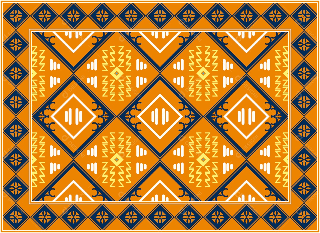 Padrão Tribal Tradicional Estilo Asteca Laranjado Moderno Vetor EPS