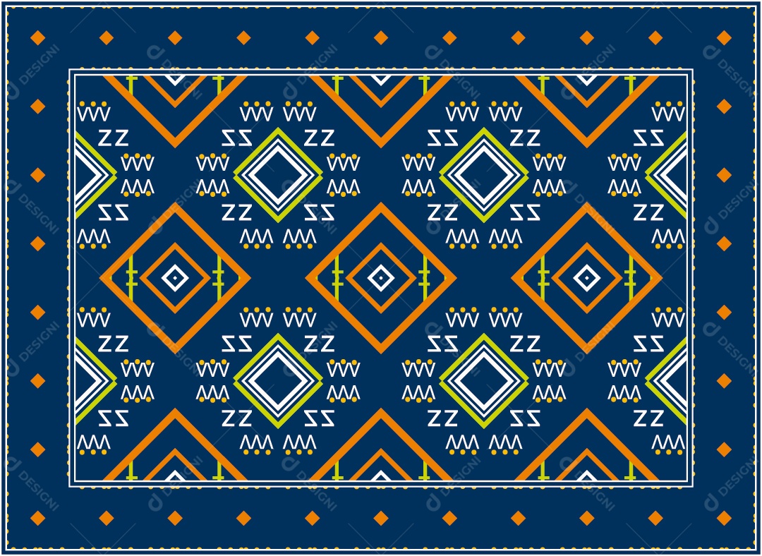 Padrão Tribal Tradicional Estilo Asteca Azul Escuro Moderno Vetor EPS