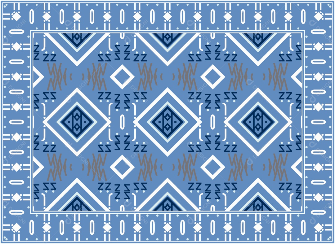 Padrão Tribal Tradicional Estilo Asteca Azul Claro Moderno Vetor EPS