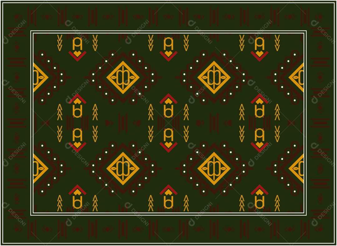 Padrão Tribal Tradicional Estilo Asteca Verde Escuro Moderno Vetor EPS