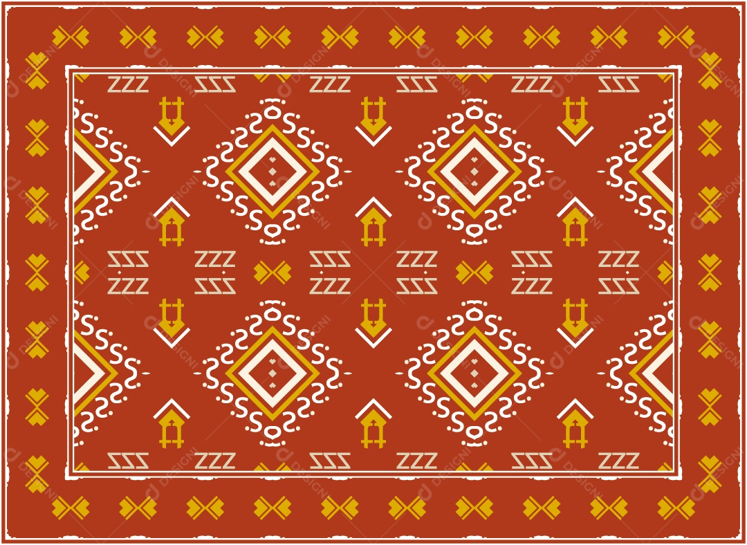 Padrão Tribal Tradicional Estilo Asteca Vermelho Moderno Vetor EPS