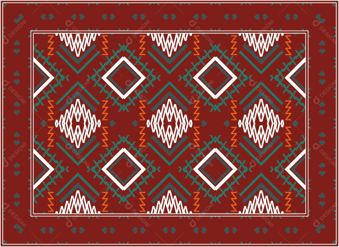 Padrão Tribal Tradicional Estilo Asteca Vermelho Moderno Vetor EPS