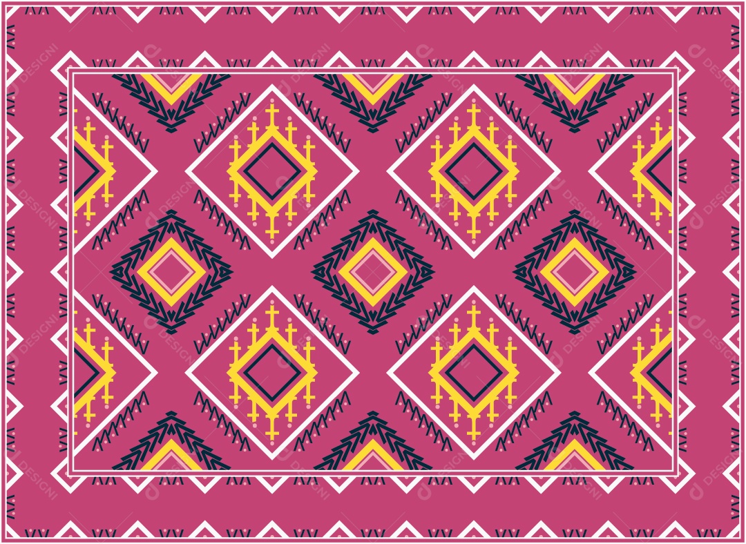 Padrão Tribal Tradicional Estilo Asteca Rosa Moderno Desenho Vetor EPS