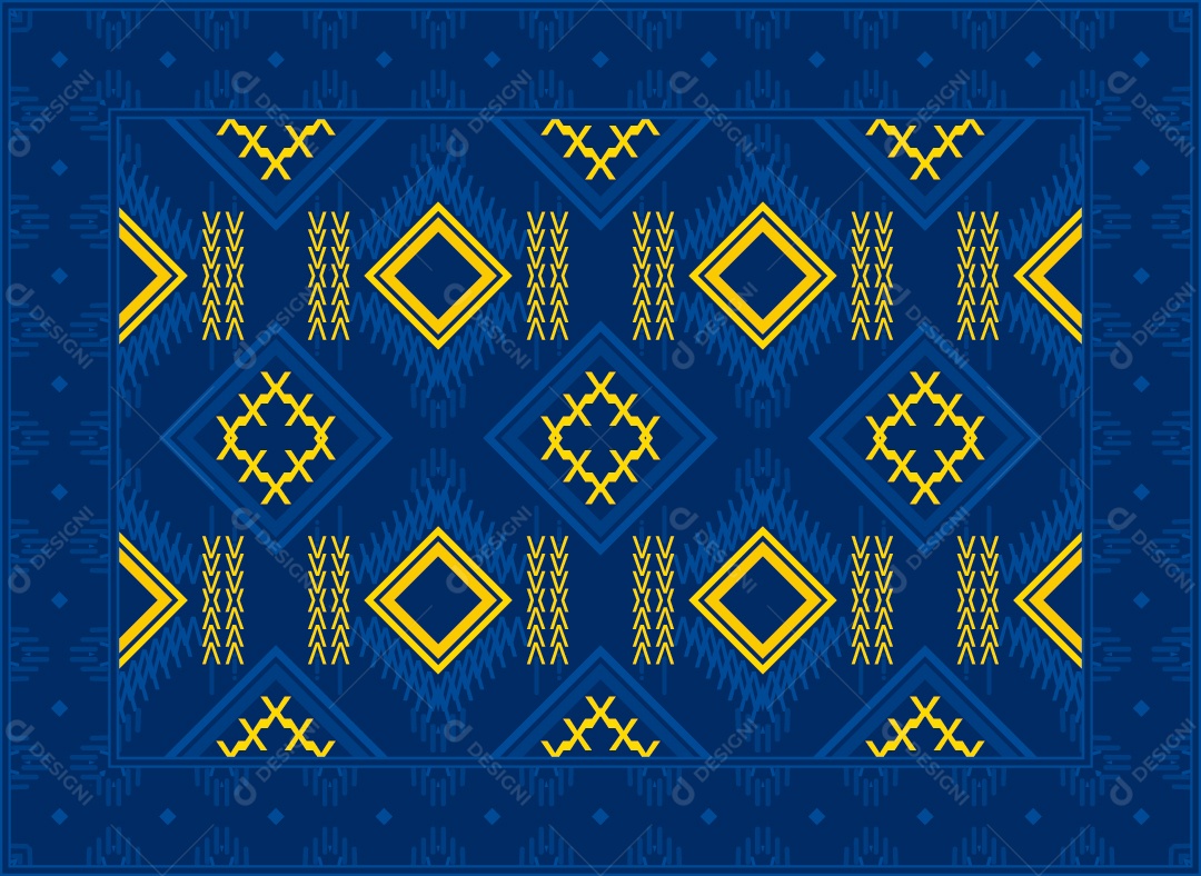 Padrão Tribal Tradicional Estilo Asteca Azul Moderno Desenho Vetor EPS