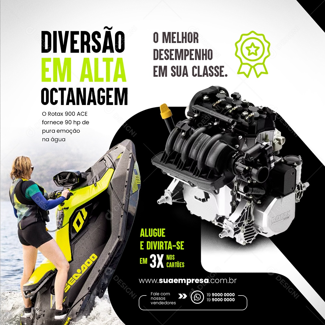 Diversão Em Alta Octanagem O Melhor Desempenho Em Sua Classe Jet Ski Social Media PSD Editável