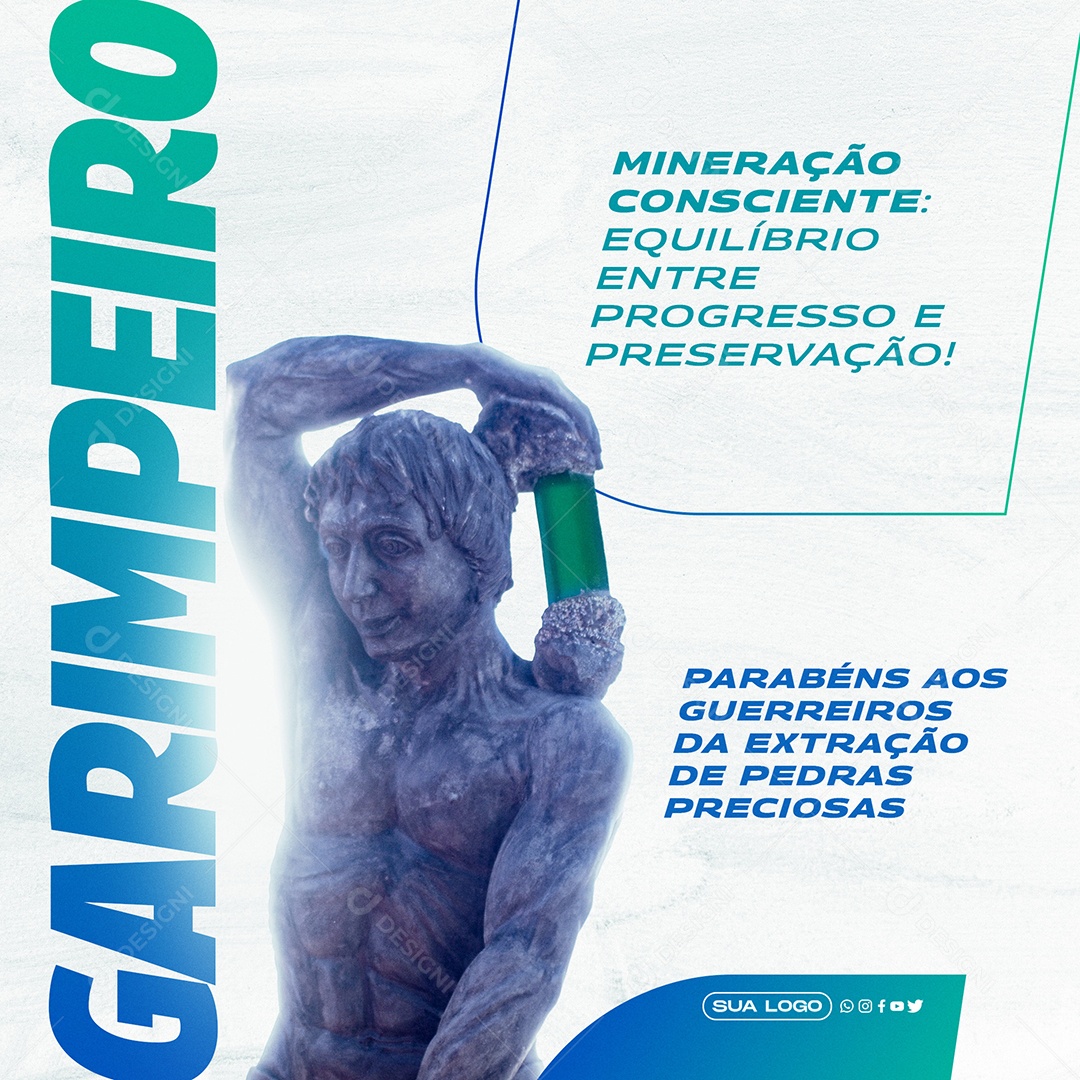 Post Dia do Garimpeiro Mineração Responsável Social Media PSD Editável