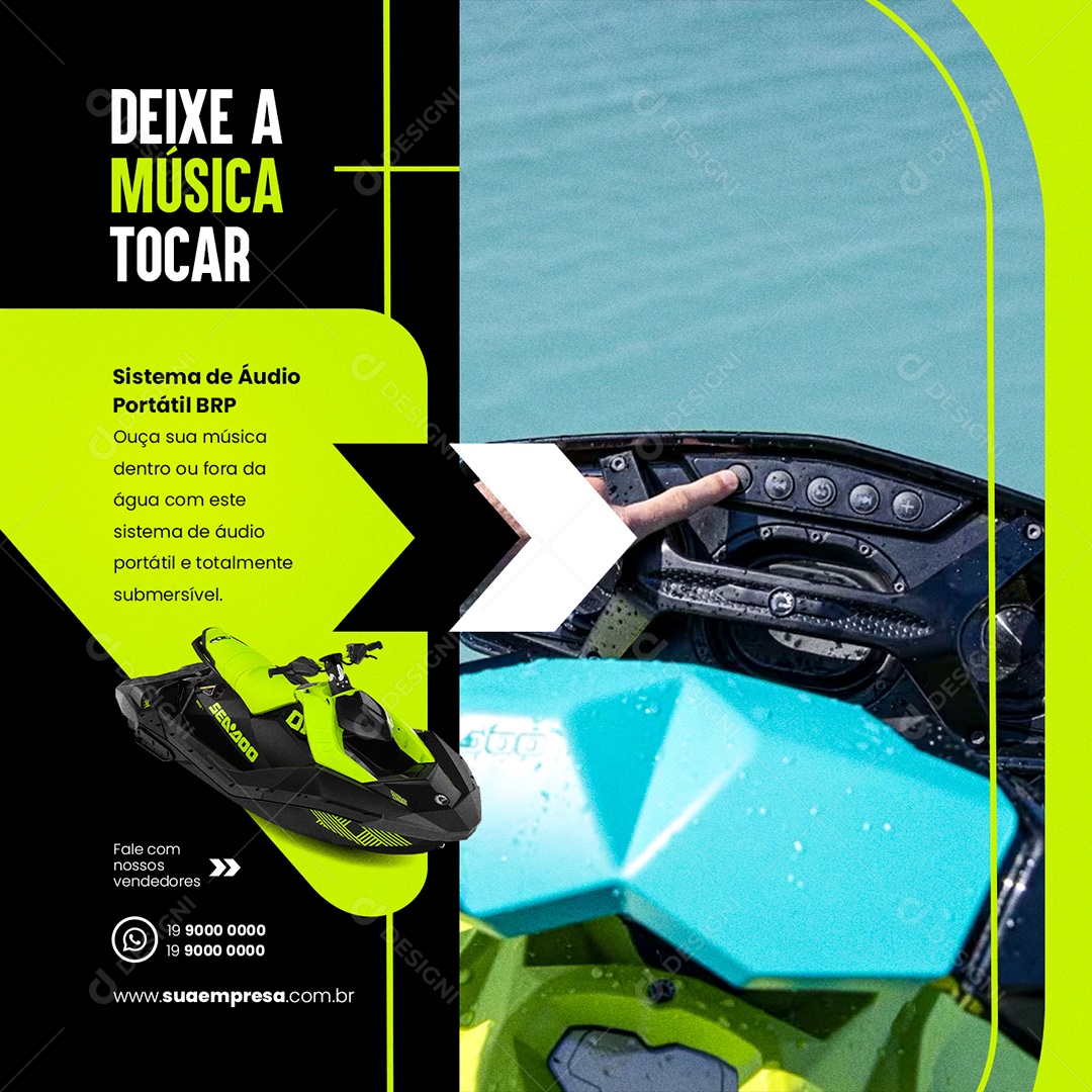 Deixe A Música Tocar Sistema De Áudio Portátil BRP Jet Ski Social Media PSD Editável