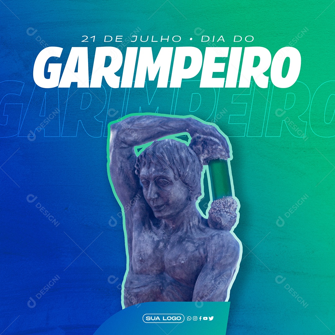 Post Dia do Garimpeiro Azul Social Media PSD Editável