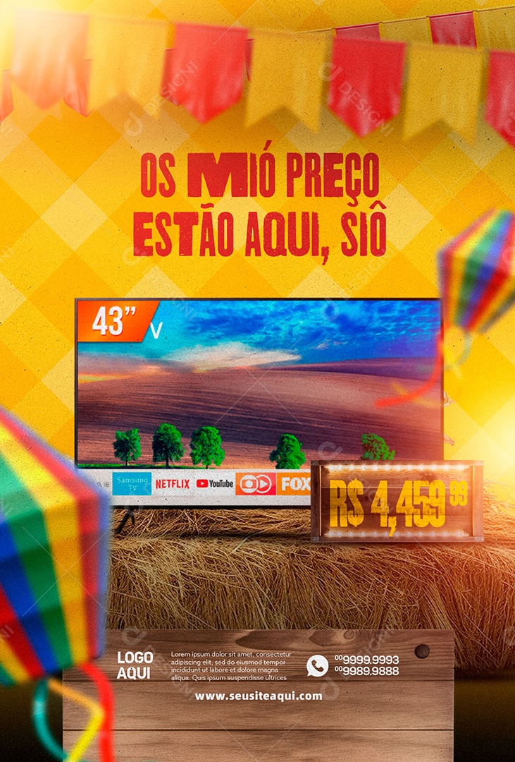 Os Mió Preço Estão Aqui Siô Smart Tvs São João Social Media PSD Editável