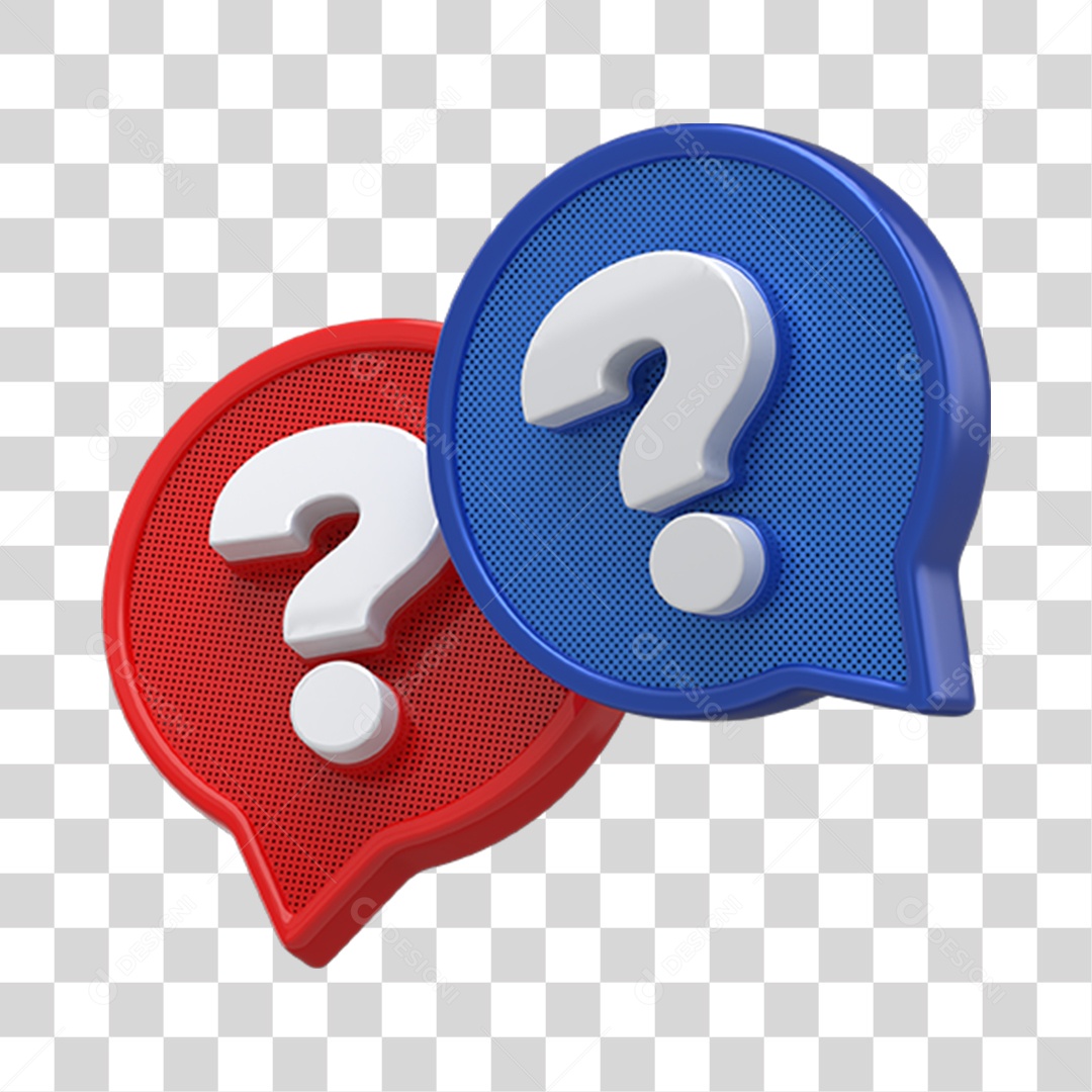 Sinais de Interrogação Símbolo 3D PNG Transparente