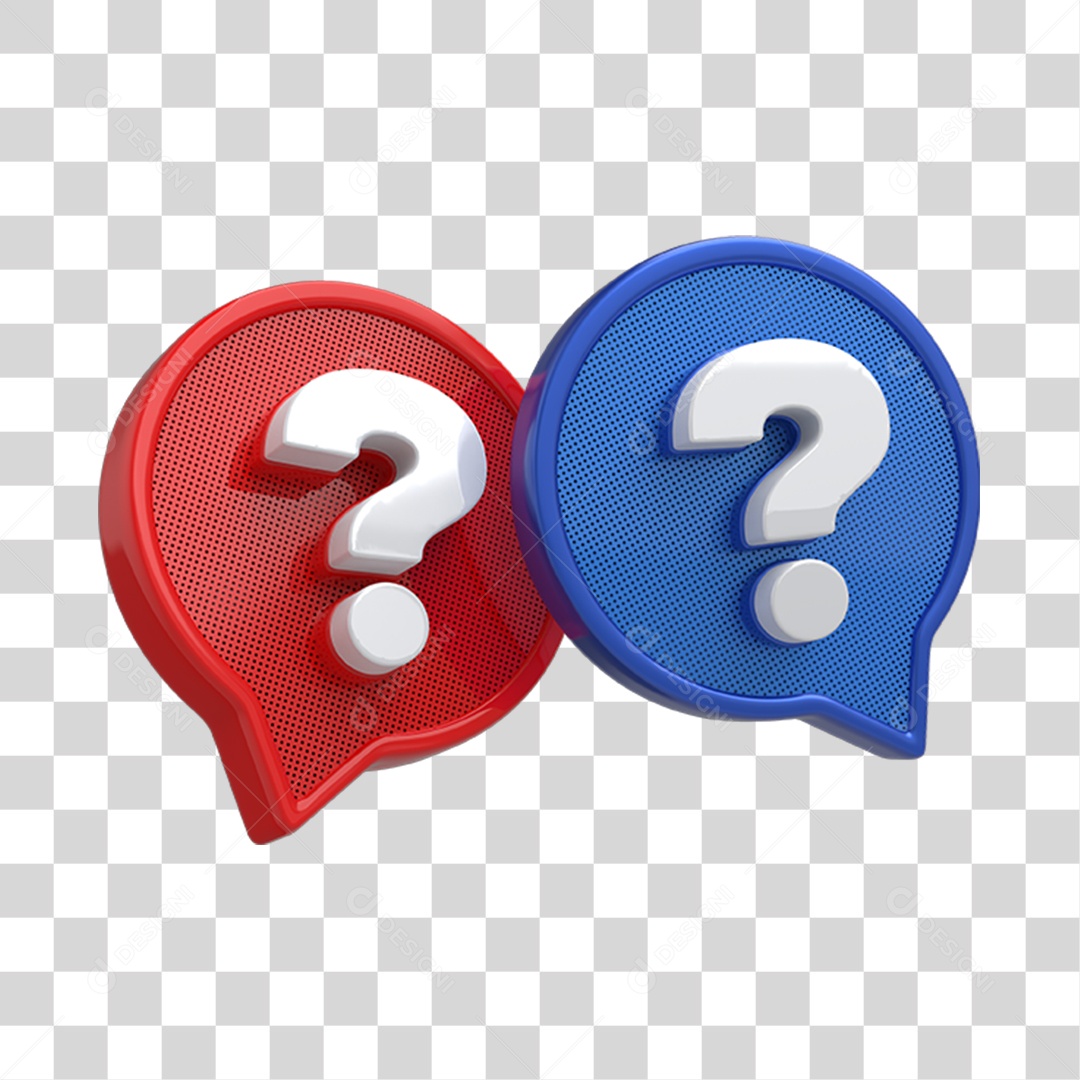 Sinais de Interrogação Símbolo 3D PNG Transparente