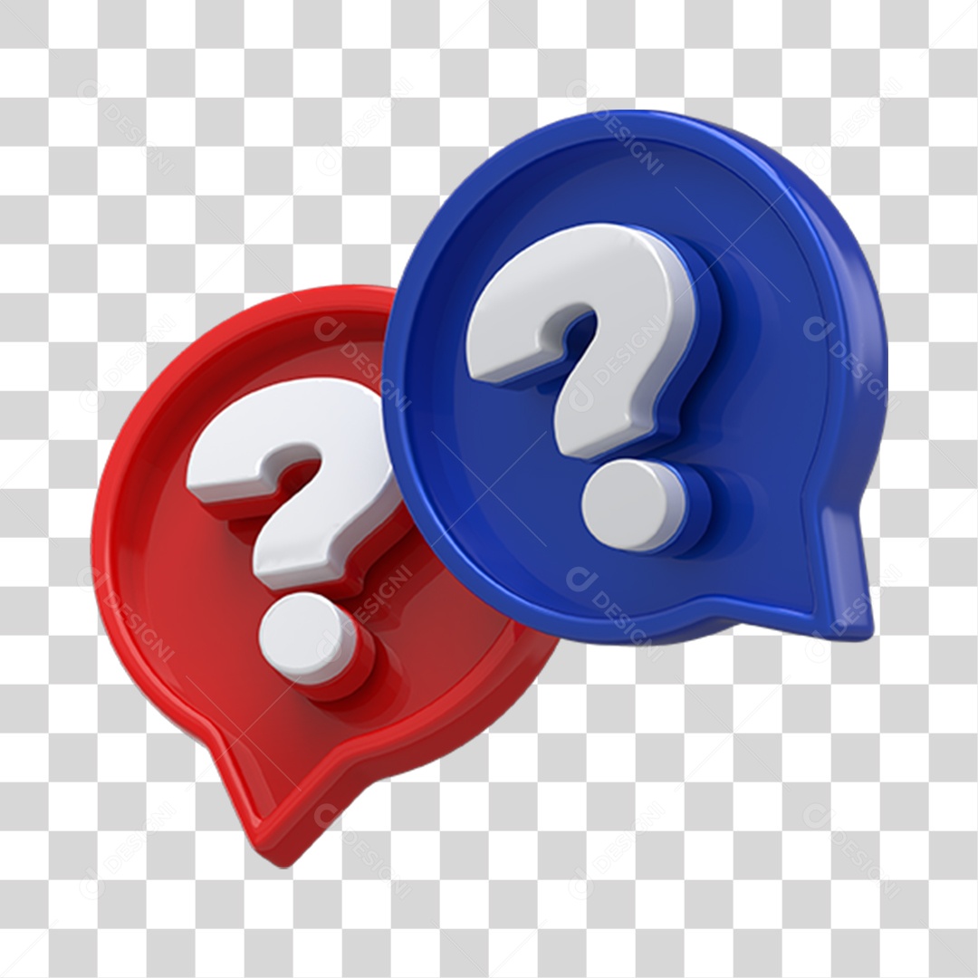 Sinais de Interrogação Símbolo 3D PNG Transparente