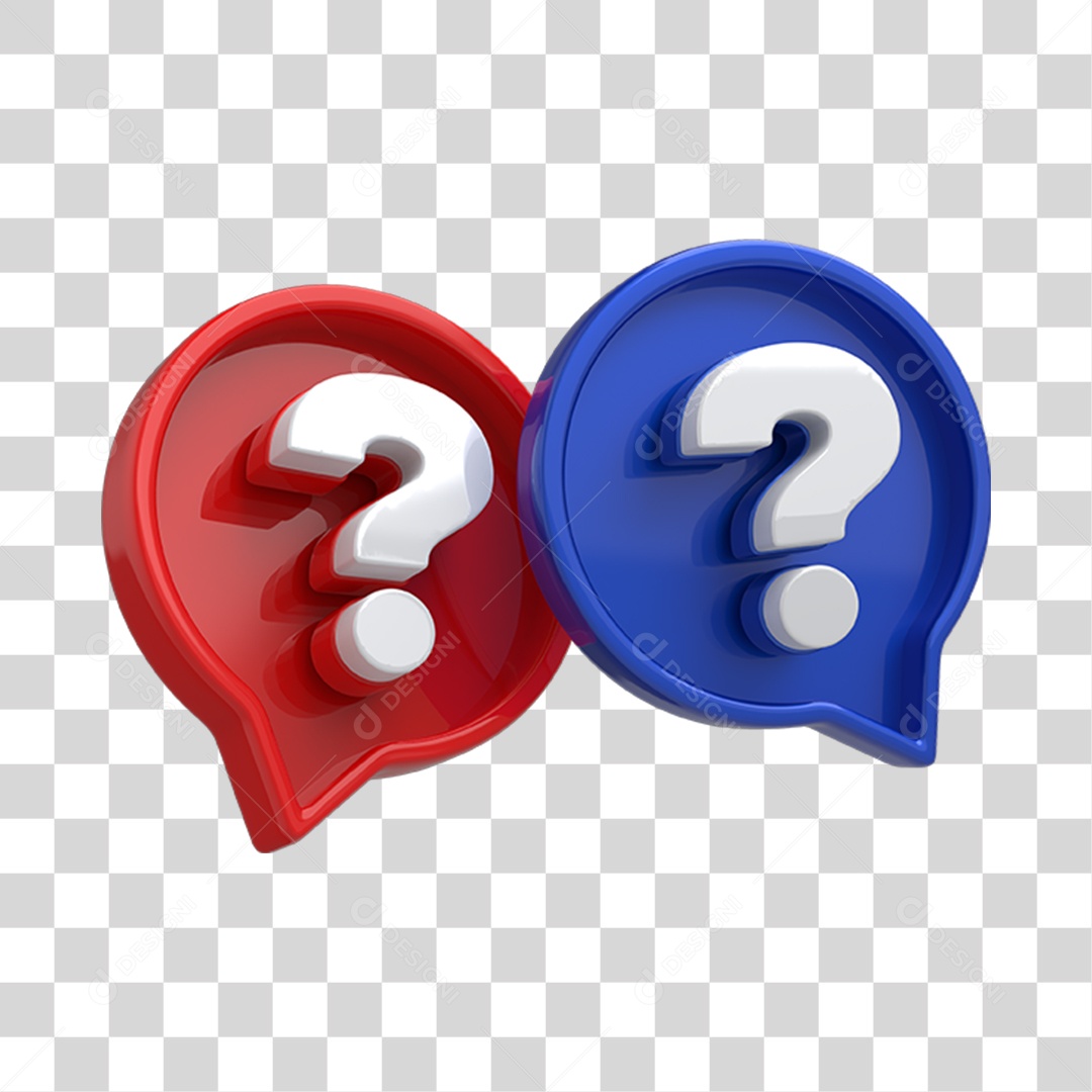 Sinais de Interrogação Símbolo 3D PNG Transparente