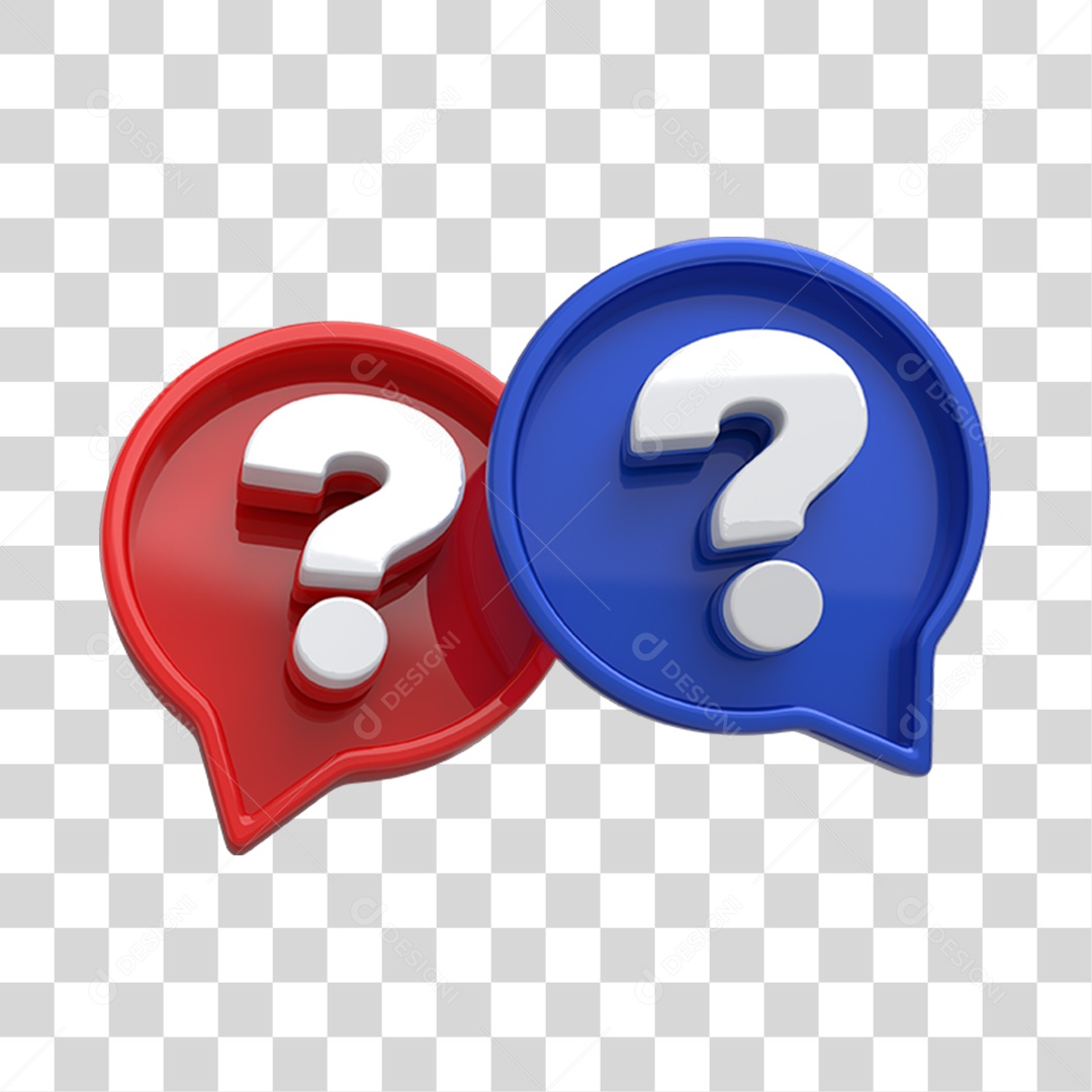 Sinais de Interrogação Símbolo 3D PNG Transparente