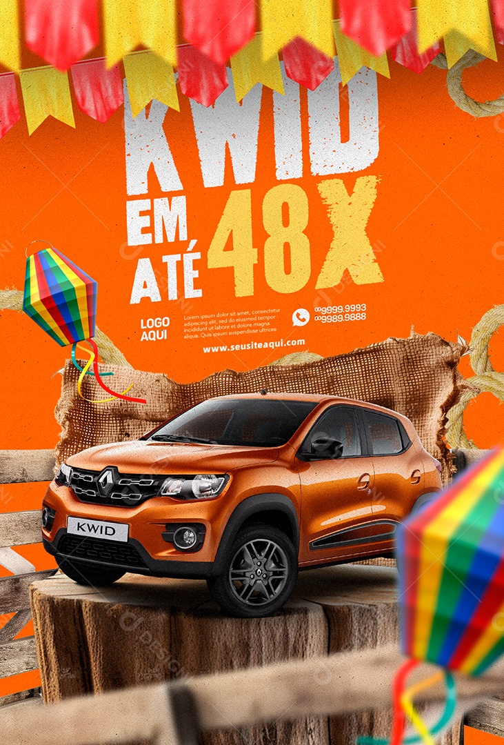 Kwid Em Até 48x São João Concessionária Social Media PSD Editável