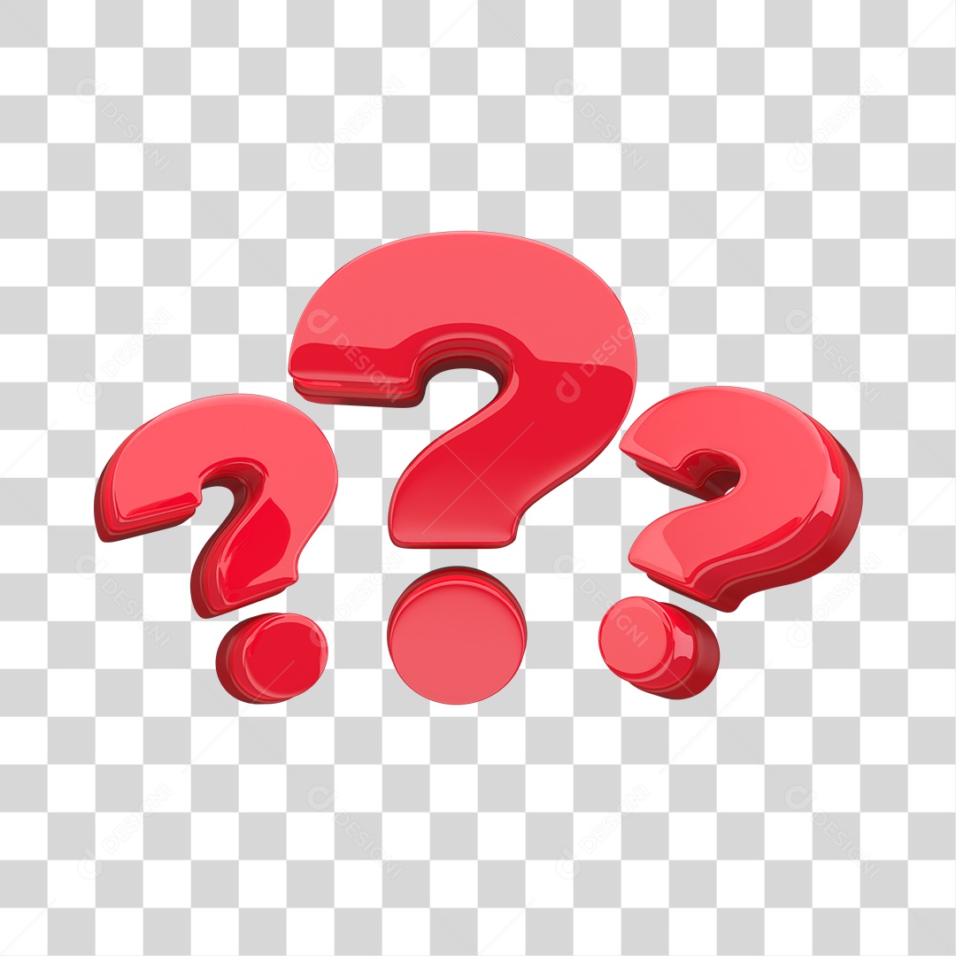 Sinais de Interrogação Símbolo 3D PNG Transparente