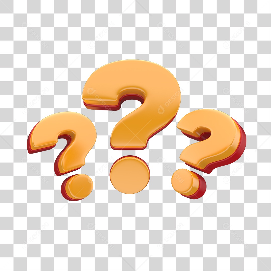 Sinais de Interrogação Símbolo 3D PNG Transparente