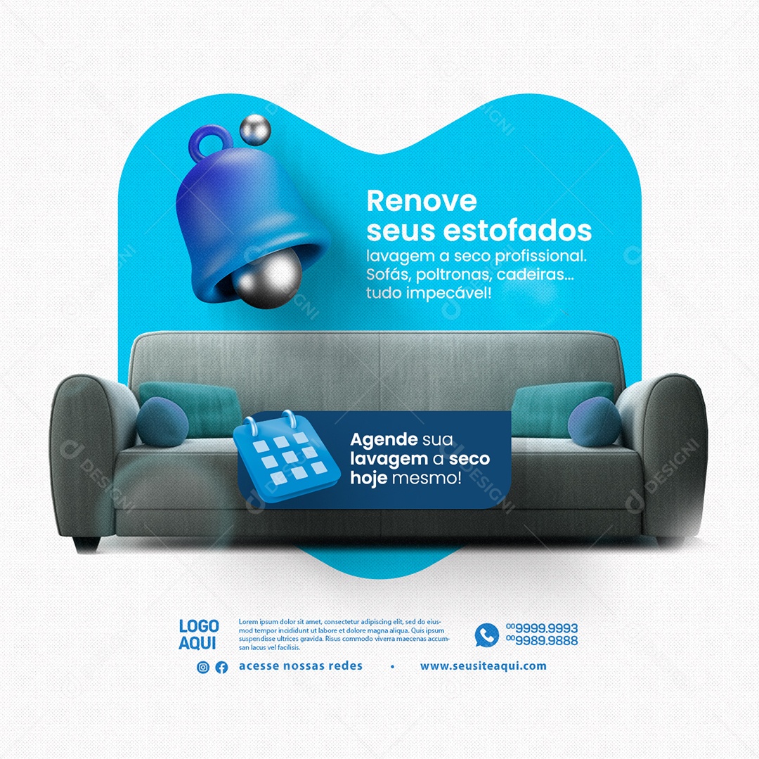 Renove Seus Estofados Agende Sua Lavagem A Seco Social Media PSD Editável