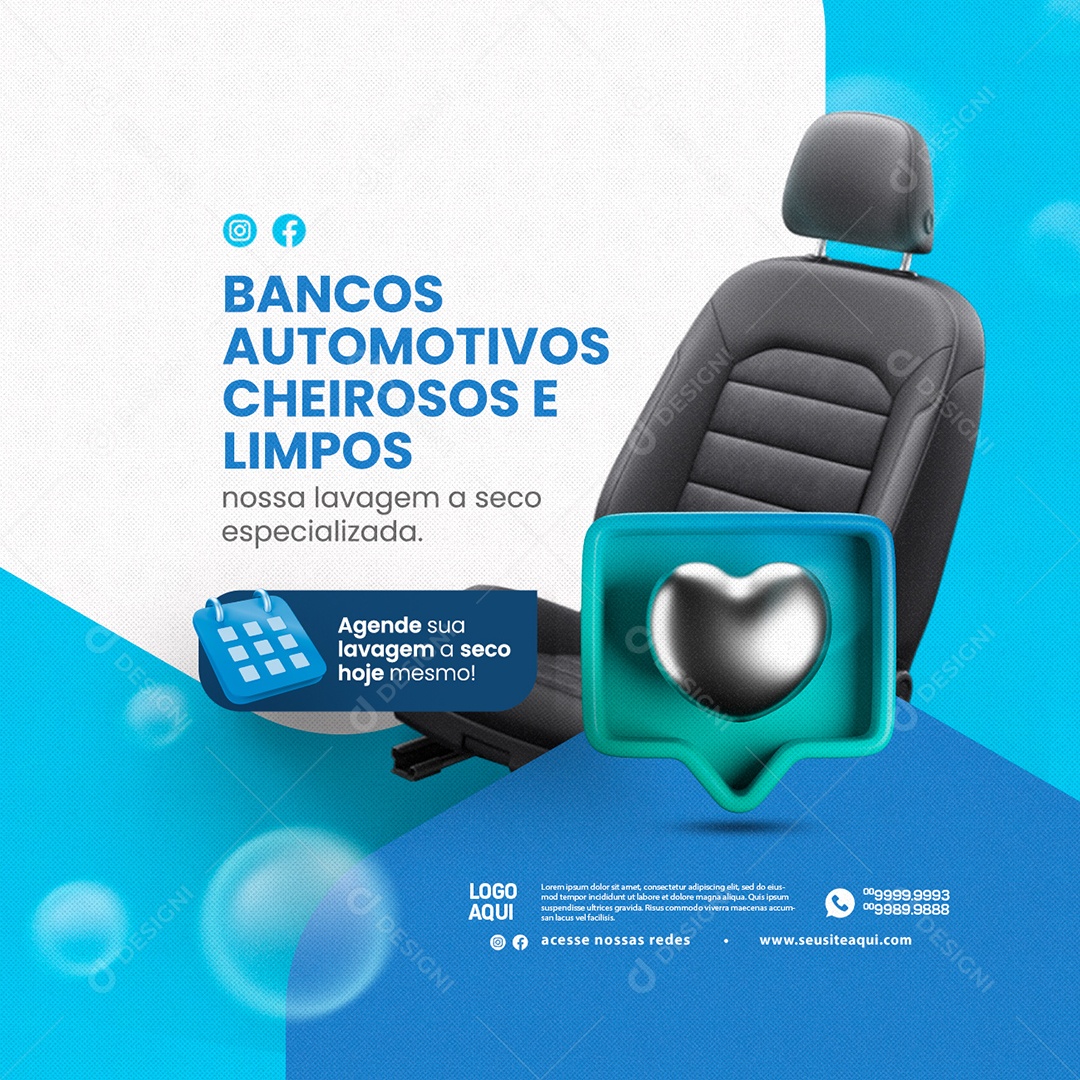 Bancos Automotivos Cheirosos E Limpos Lavagem A Seco Social Media PSD Editável