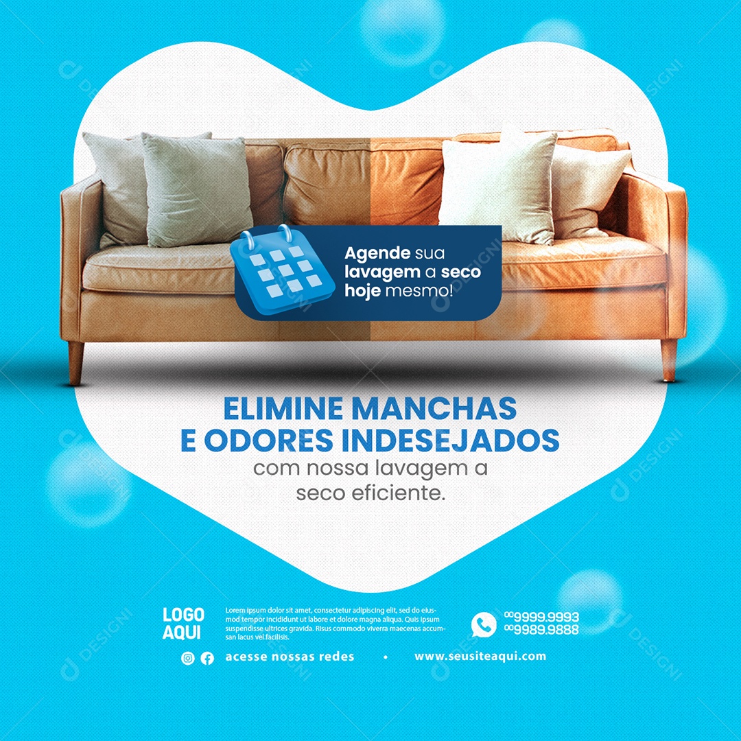 Elimine Manchas E Odores Indesejados Lavagem A Seco Social Media PSD Editável