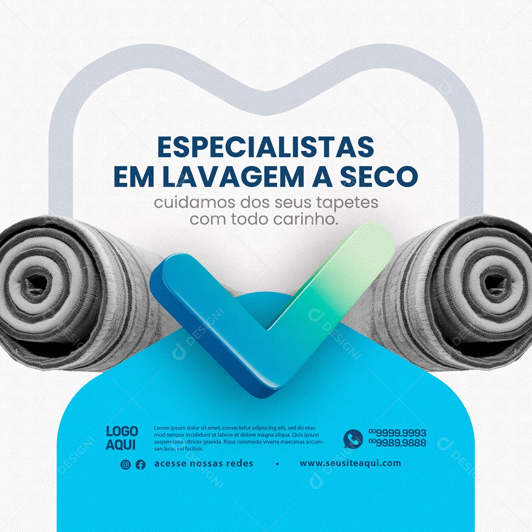 Especialistas Em Lavagem A Seco Cuidamos Dos Seus Tapetes Social Media PSD Editável