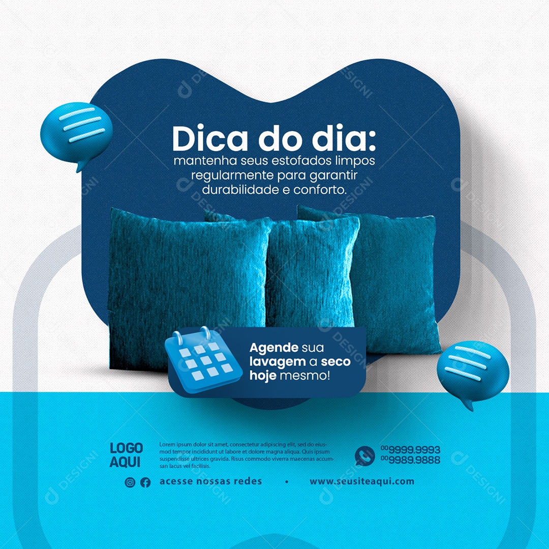 Dica Do Dia Mantenha Seus Estofados Limpos Lavagem A Seco Social Media PSD Editável