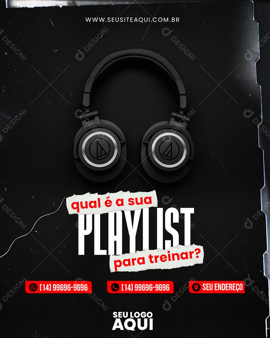 Academia Qual é a Sua Playlist Para Treino Social Media PSD Editável