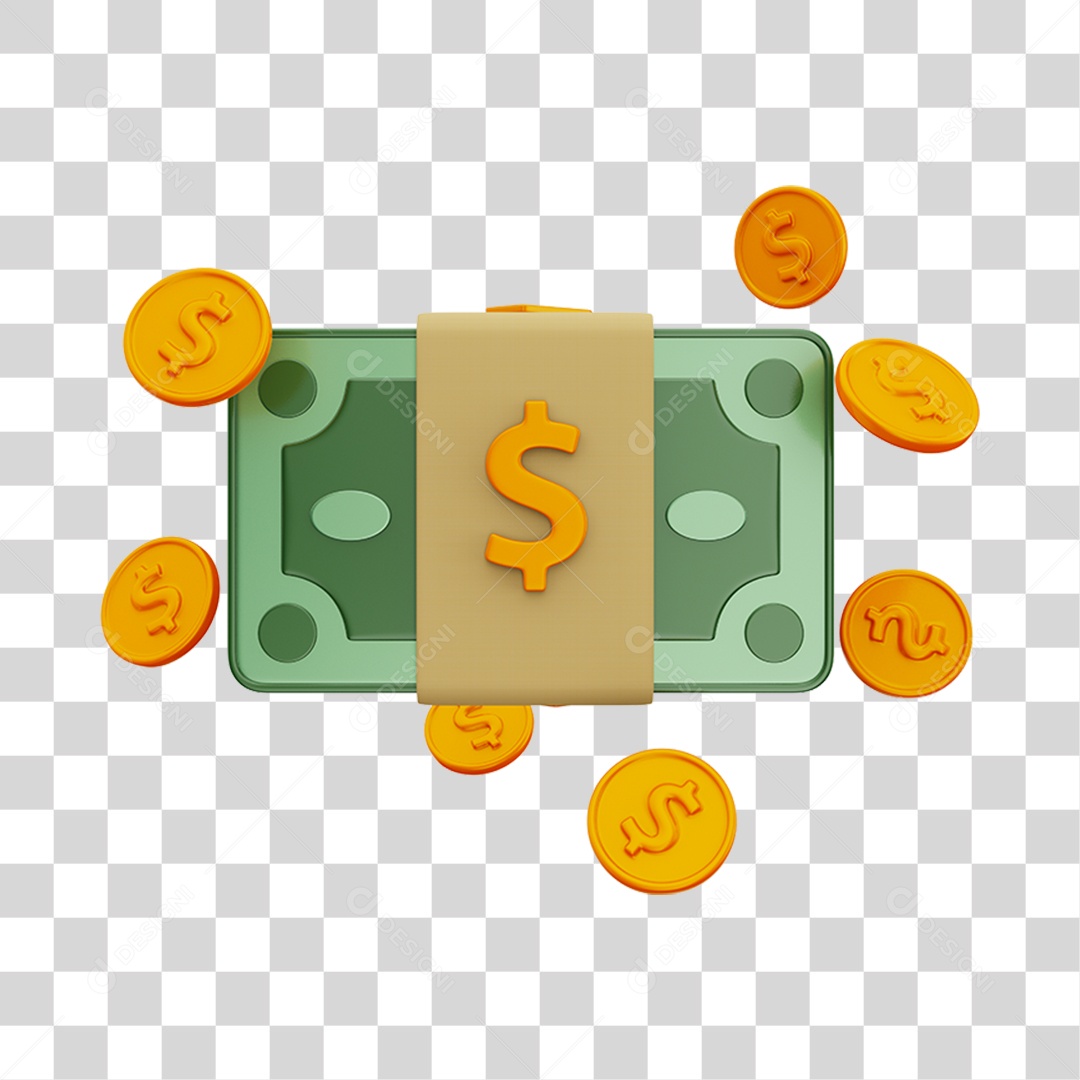 Elemento 3D Dinheiro PNG Transparente