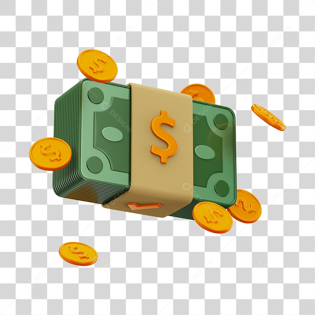 Elemento 3D Dinheiro PNG Transparente