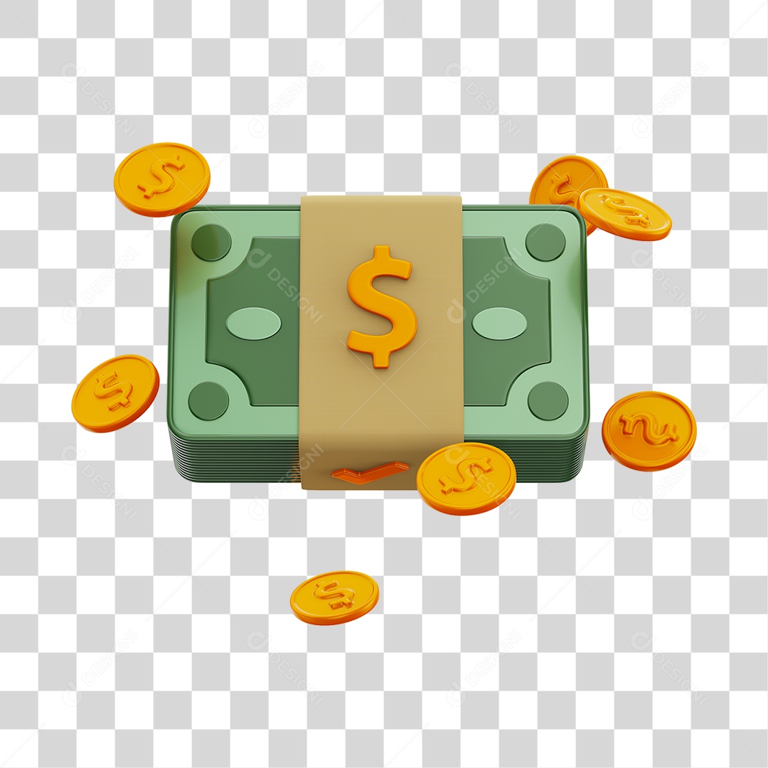 Elemento 3D Dinheiro PNG Transparente