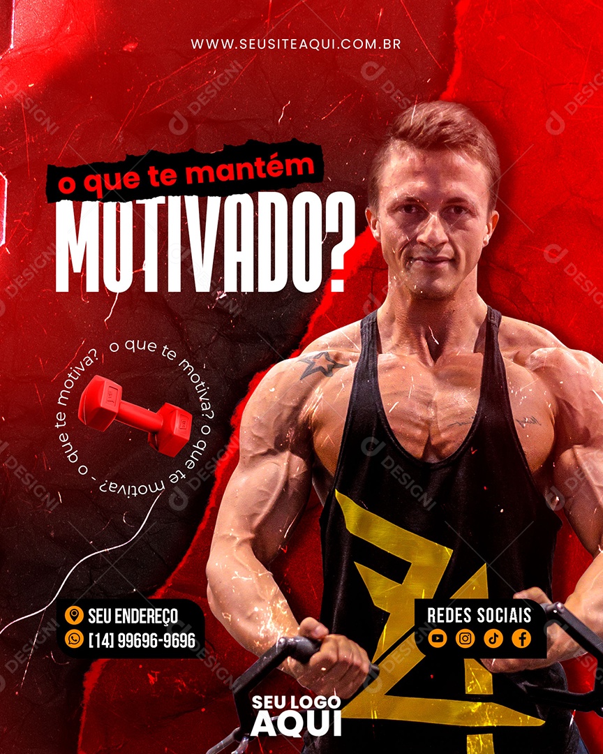 Academia o Que te Mantem Motivado Social Media PSD Editável