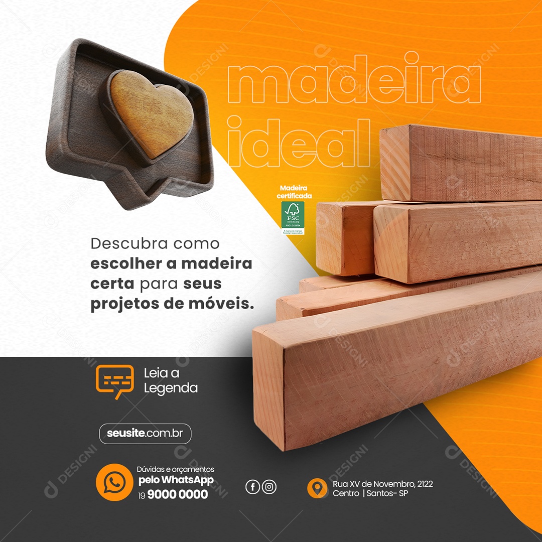 Descubra Como Escolher A Madeira Certa Para Seus Projetos Madeireira Social Media PSD Editável