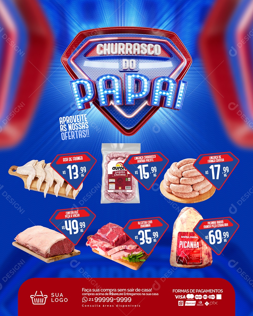 Encarte Churrasco do Papai Social Media PSD Editável