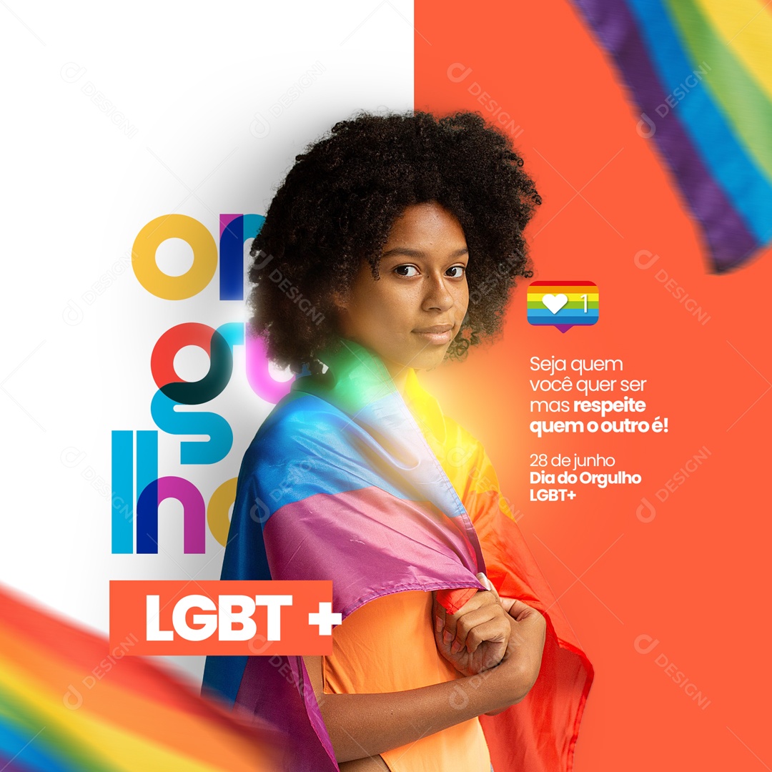 Seja Quem Você Quer Ser Dia Internacional Do Orgulho LGBTQIAPN+ Social Media PSD Editável