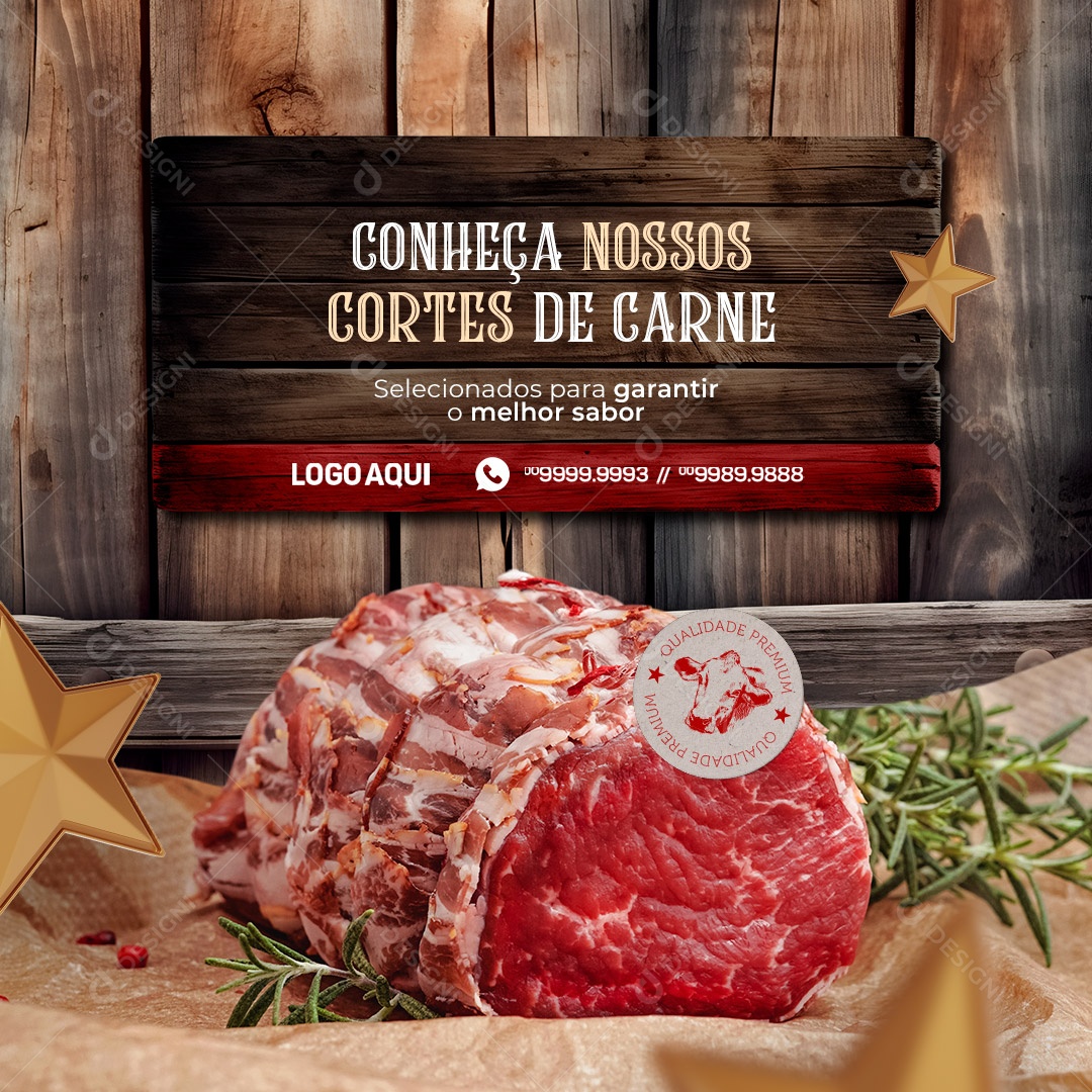 Conheça Nossos Cortes De Carne Açougue Social Media PSD Editável