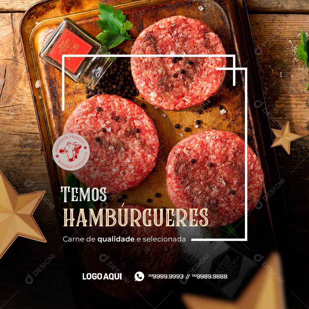 Temos Hambúrgueres Açougue Social Media PSD Editável