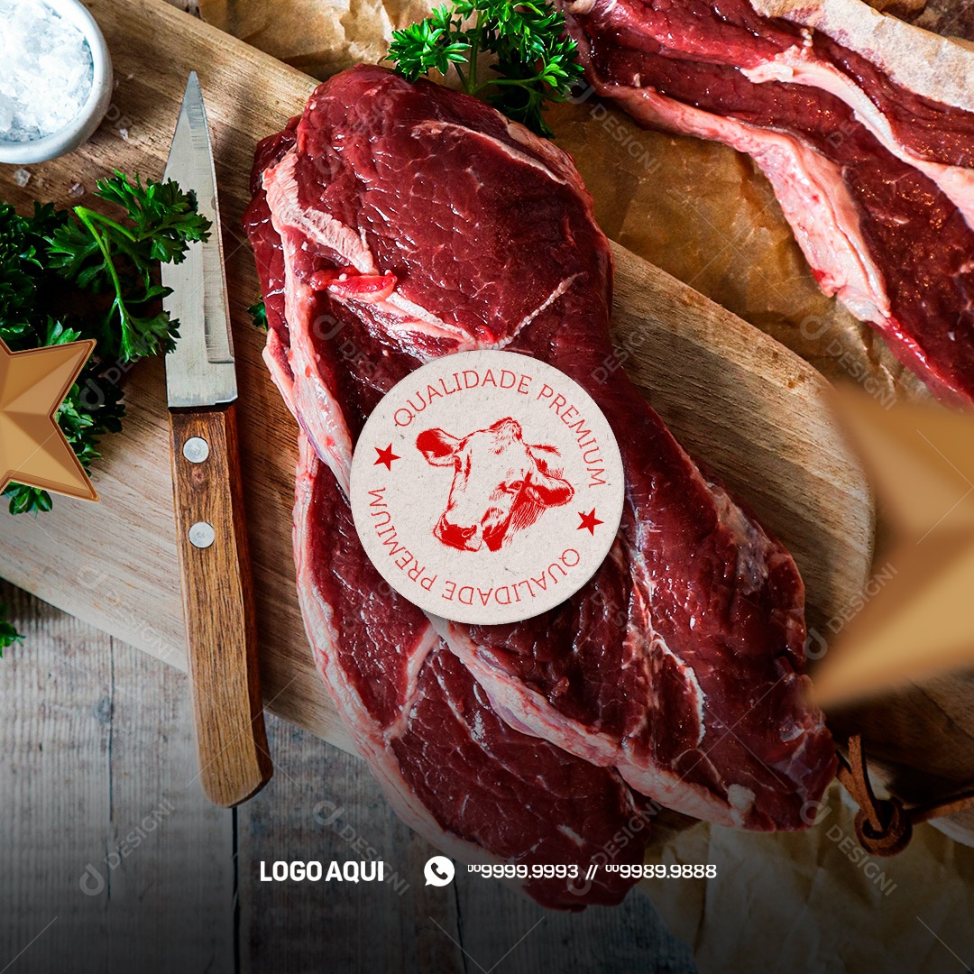 Qualidade Premium Açougue Social Media PSD Editável