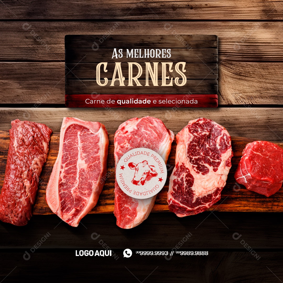 As Melhores Carnes Carne De Qualidade E Selecionada Açougue Social Media PSD Editável
