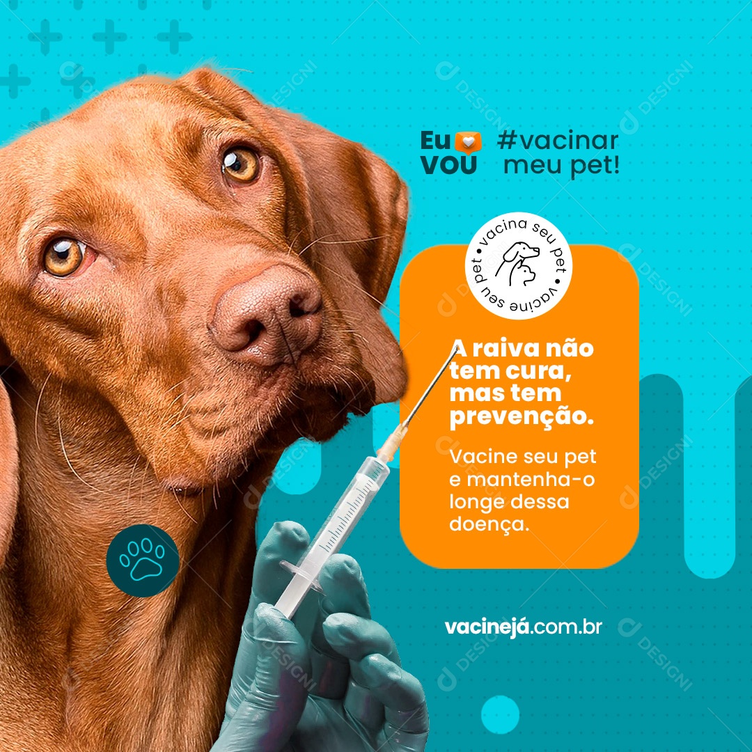 A Raiva Não Tem Cura Mas Tem Prevenção Clínica Veterinária e Pet Shop Social Media PSD Editável