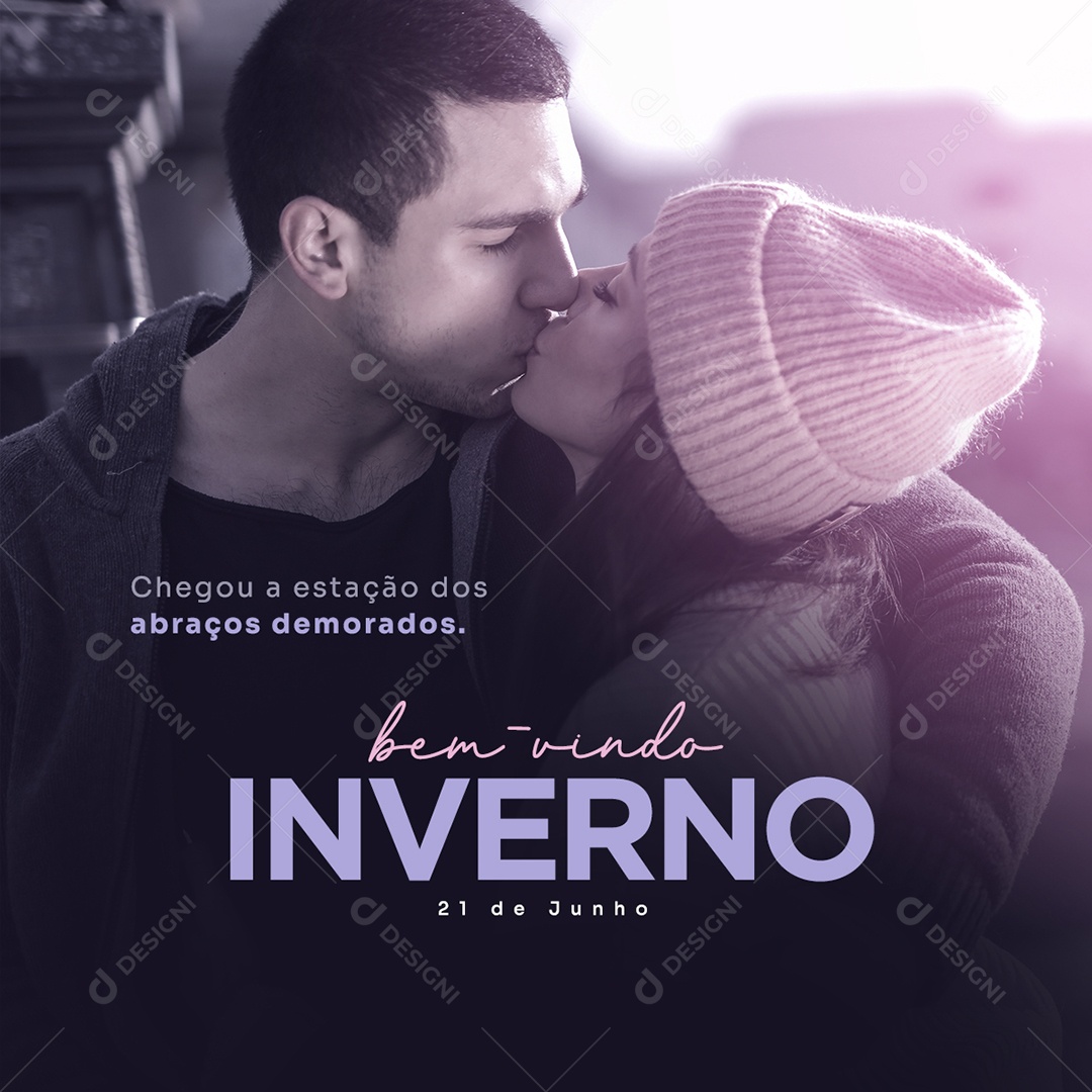 Estação Dos Abraços Demorados Bem Vindo Inverno 21 De Junho Social Media PSD Editável