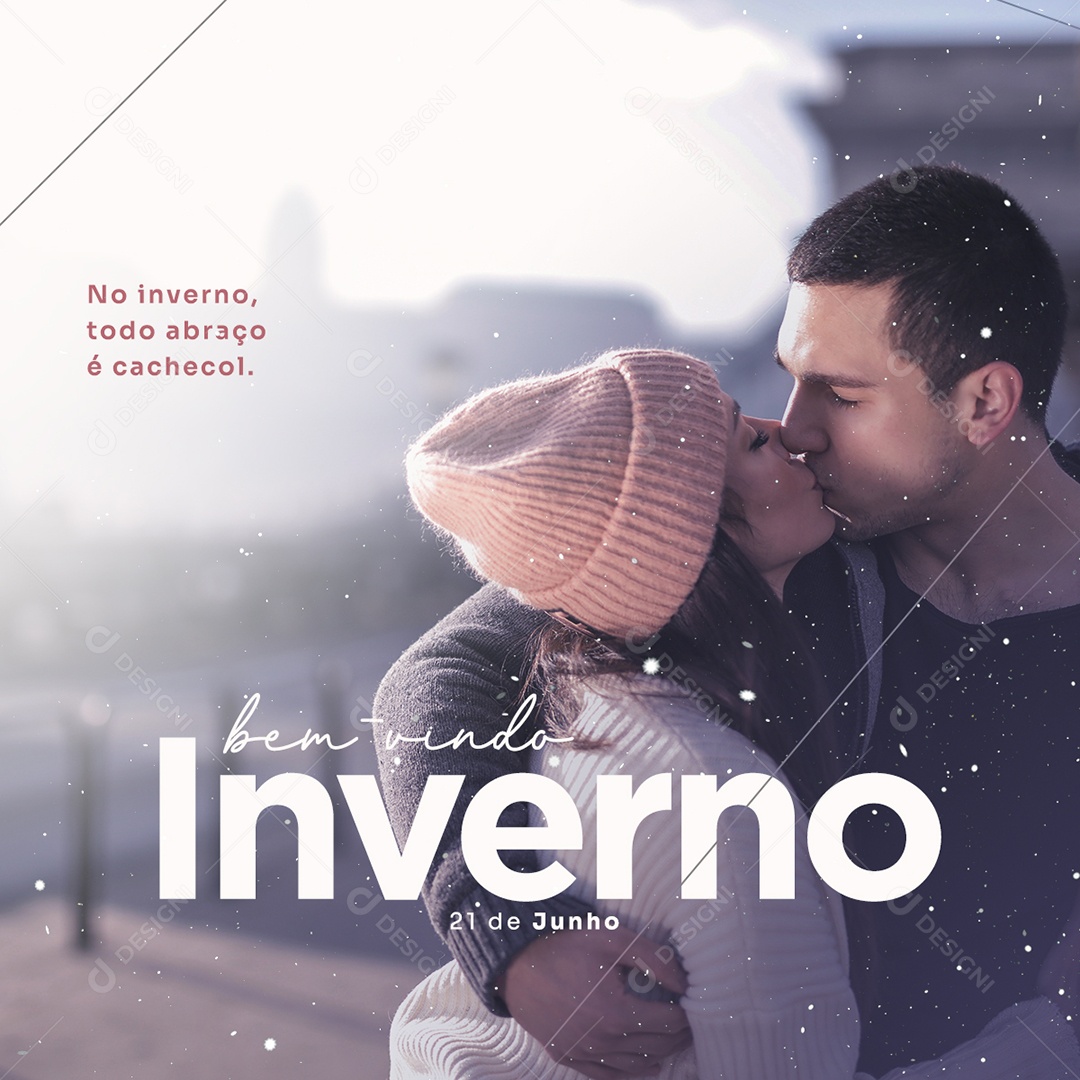 Social Media Bem Vindo Inverno 21 De Junho Abraço é Cachecol PSD Editável