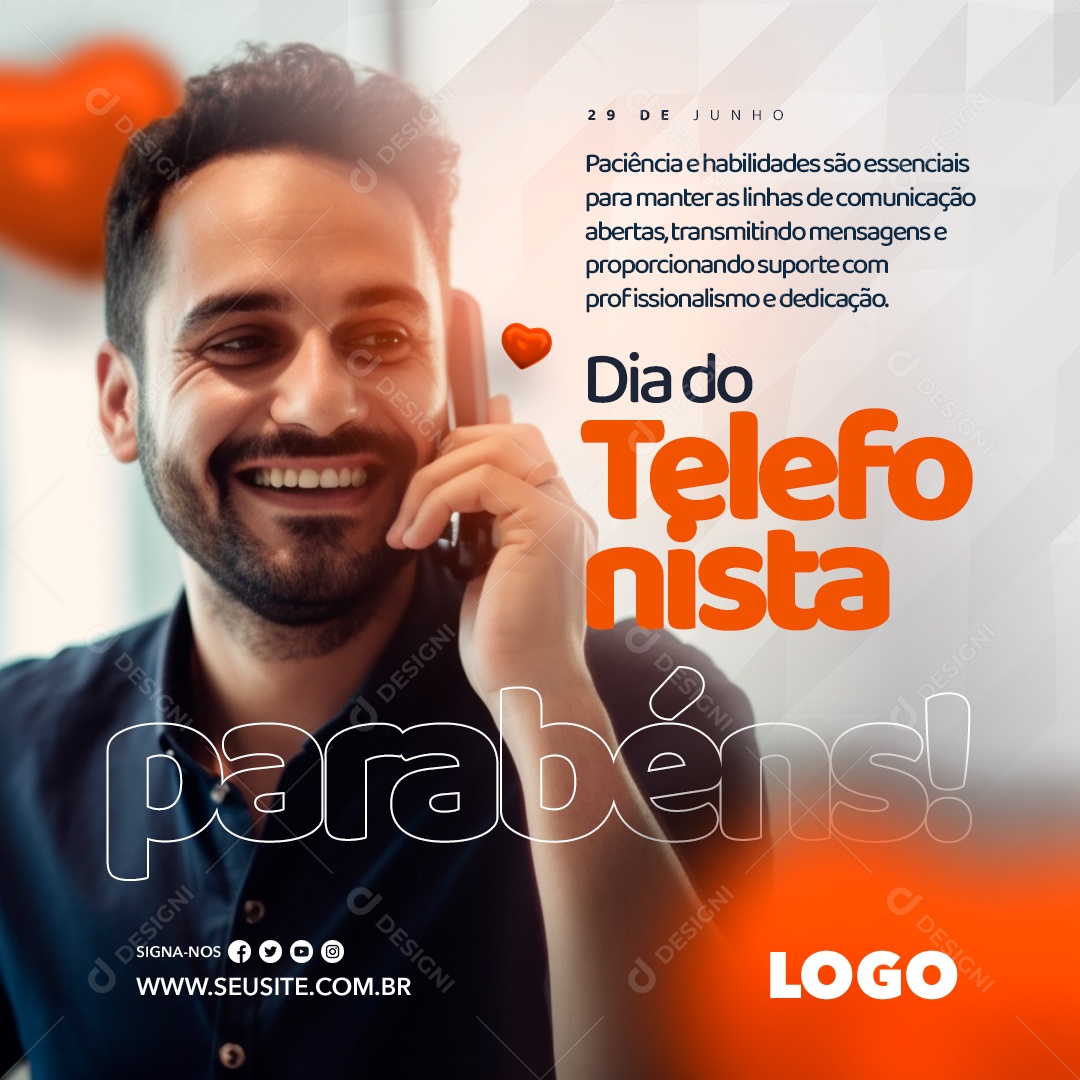 Social Media Dia Do Telefonista 29 De Junho PSD Editável