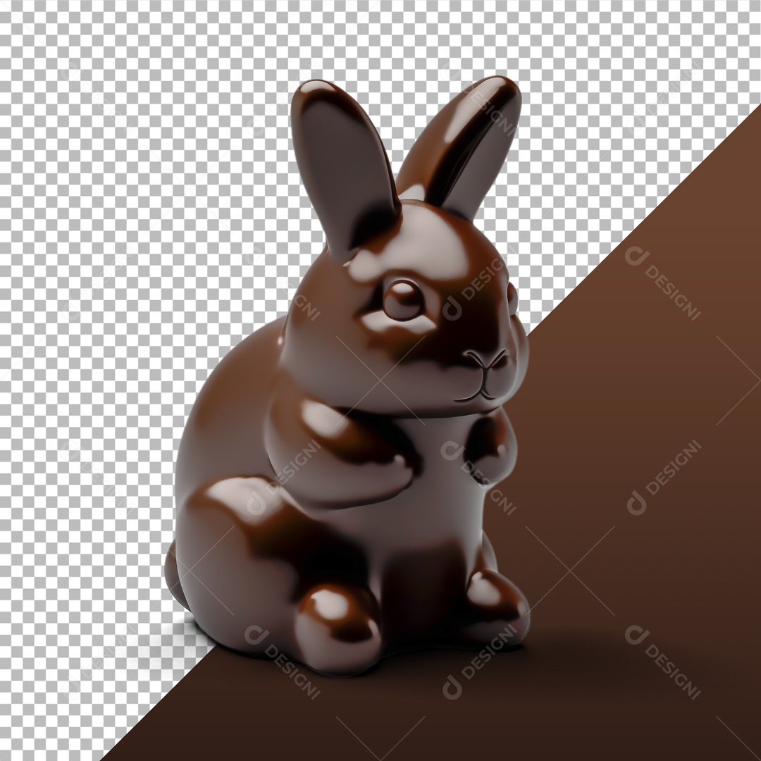 Coelho de Chocolate Elemento 3D para Composição PSD