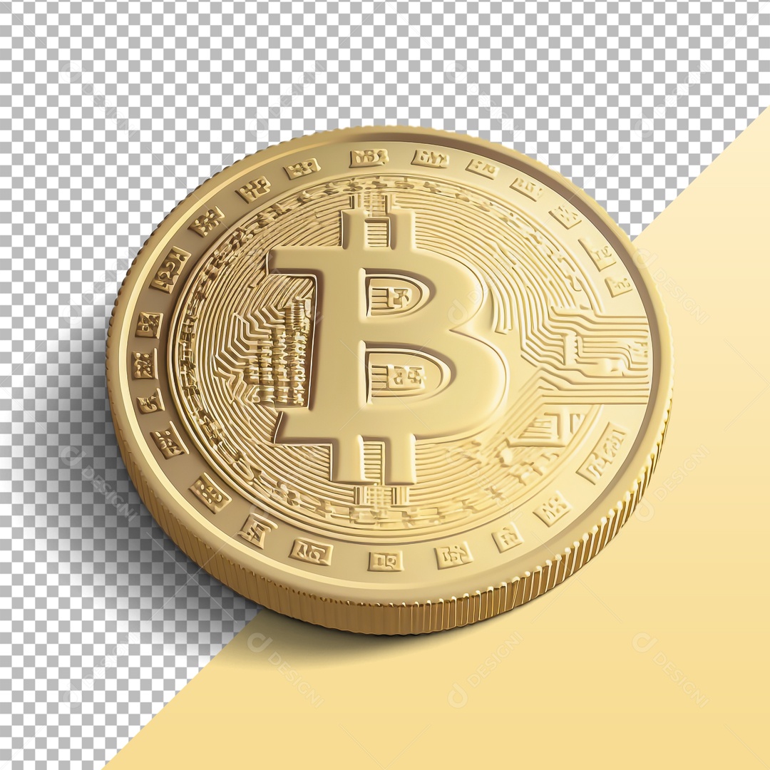 Moeda Bitcoin elemento 3D Para Composição PSD