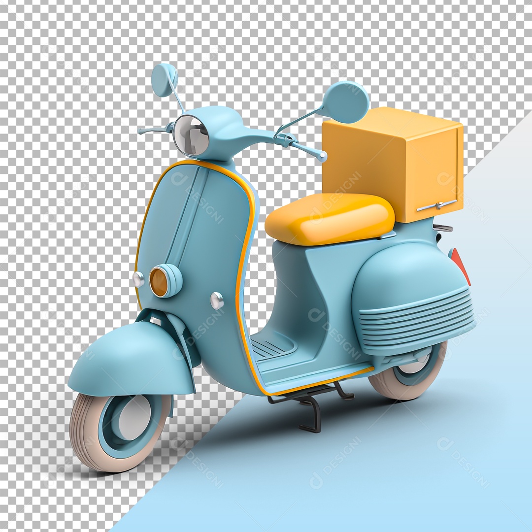 Elemento 3D Moto Azul Para Composição PSD