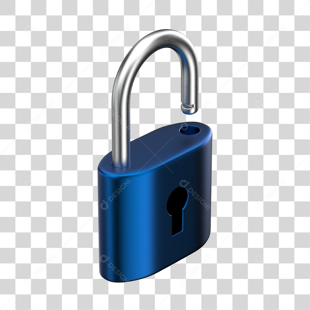 Cadeado Azul Aberto PNG Transparente