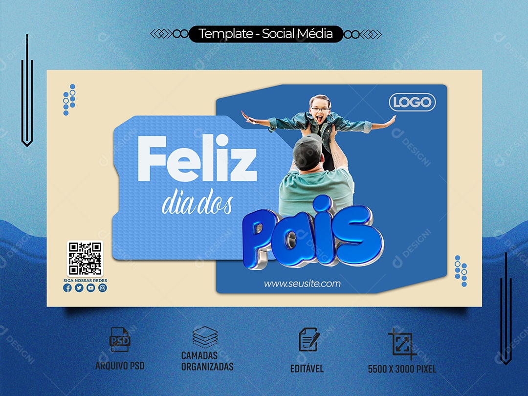 Social Media Banner Feliz Dia Dos Pais PSD Editável