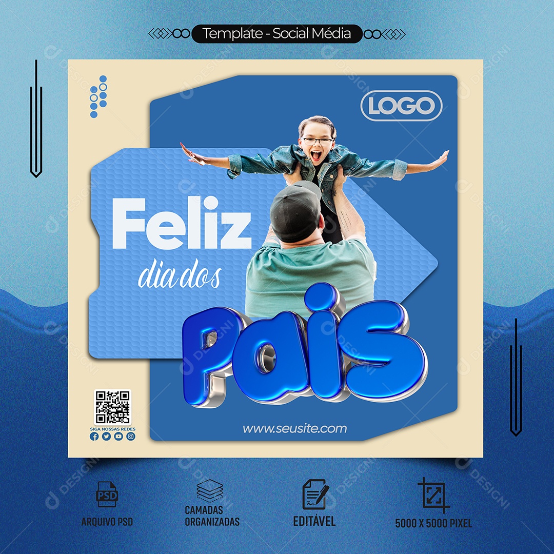 Social Media Feed Feliz Dia Dos Pais PSD Editável