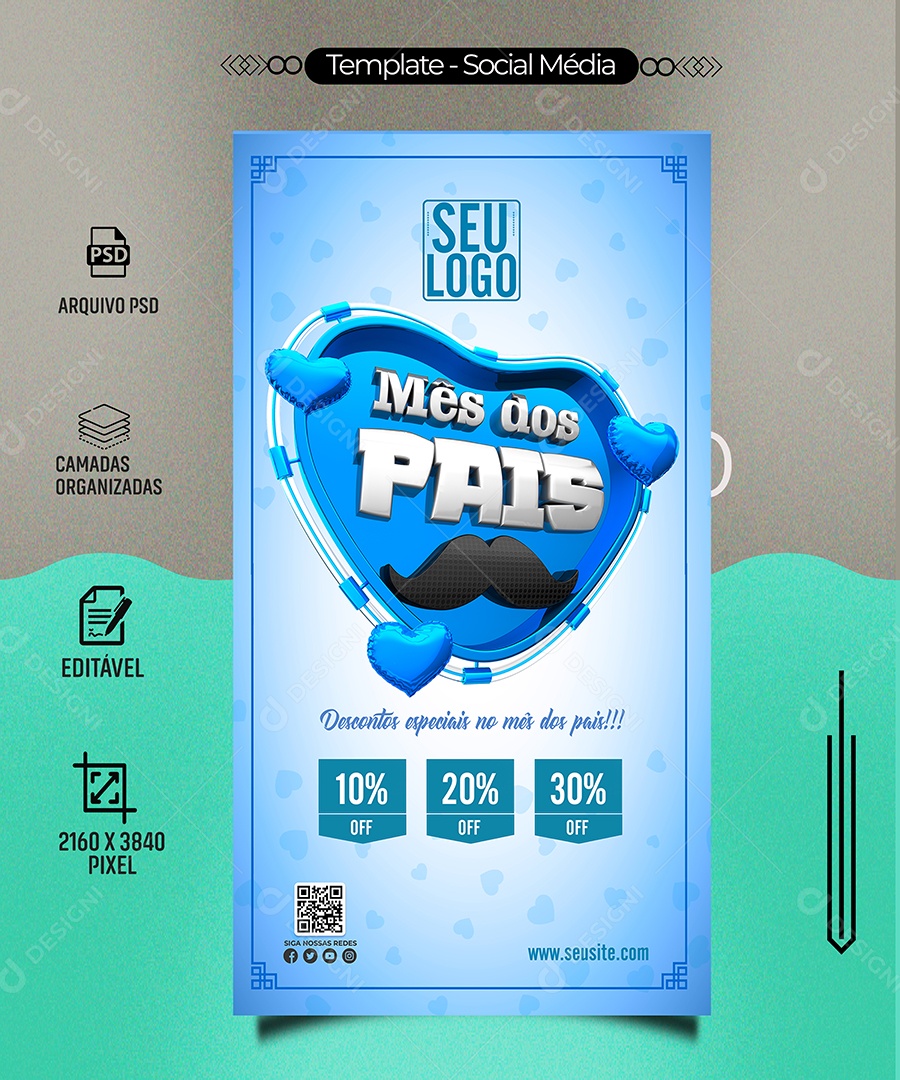 Story Mês Dos Pais Descontos Especiais No Mês Dos Pais Social Media PSD Editável